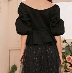 Glitter Mesh overlay Peplum Dress